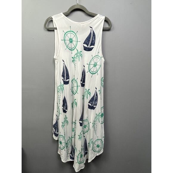 Seven Islands Dress Cover up Womens OSFA Colorful Print beach Sailboat FLAW - Picture 1 of 7